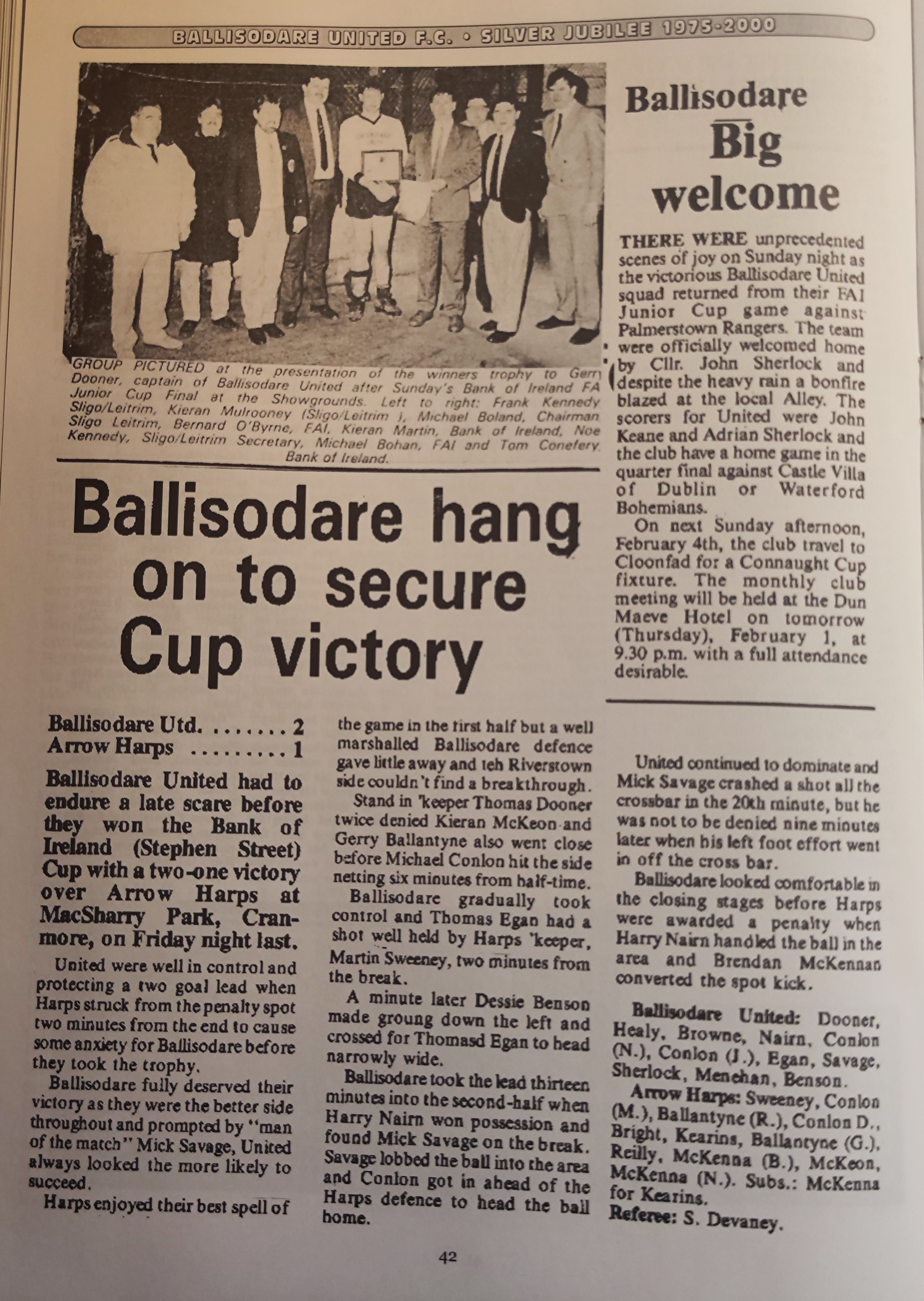 Ballisodare hang on the secure cup victory